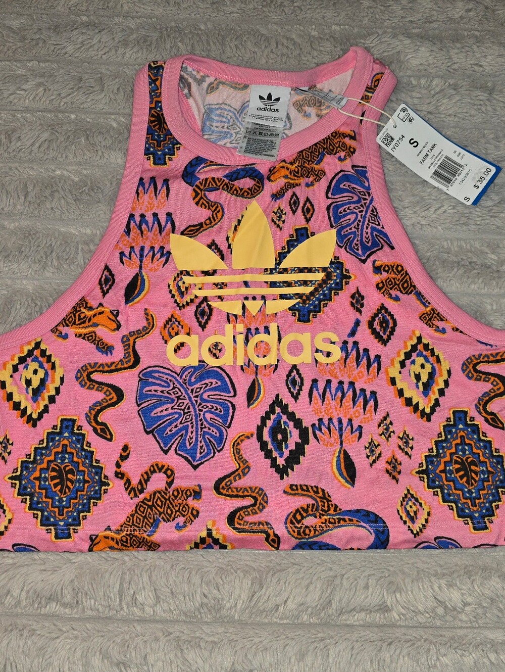 Womens Adidas Farm Rio Trefoil Tank New Small Leopard Cheetah Top